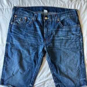 Men’s True Religion American Flag Cut Off Bermuda Jean Shorts